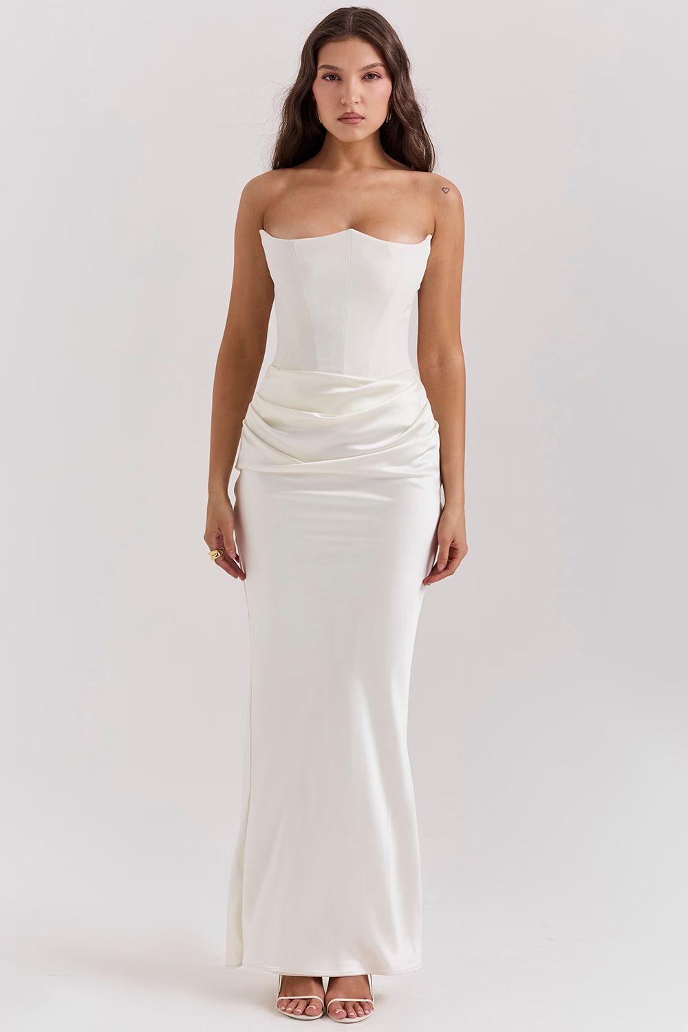Patricia - Vestido Largo Palabra Honor Satinado