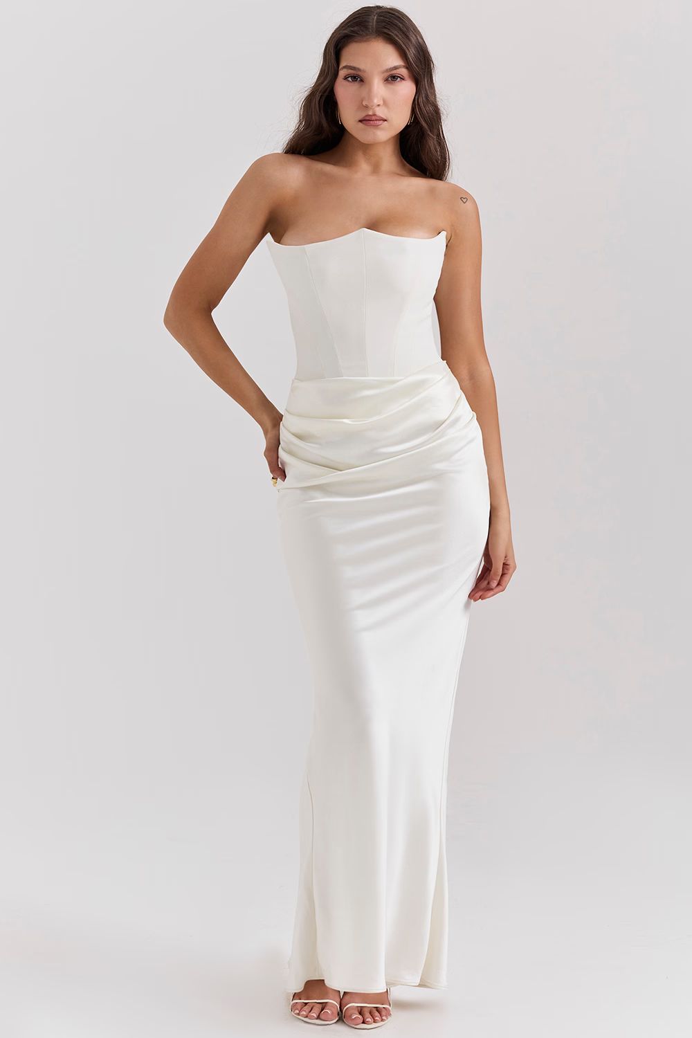Patricia - Vestido Largo Palabra Honor Satinado