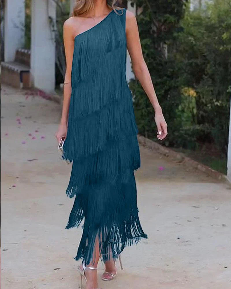 Elena - Vestido elegante con flecos