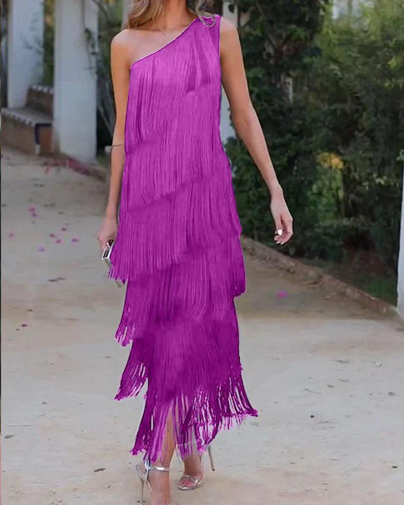 Elena - Vestido elegante con flecos