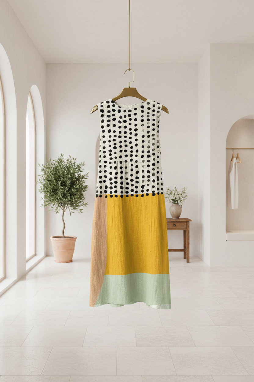 Lilly| Vestido Midi con Bloque de Lunares