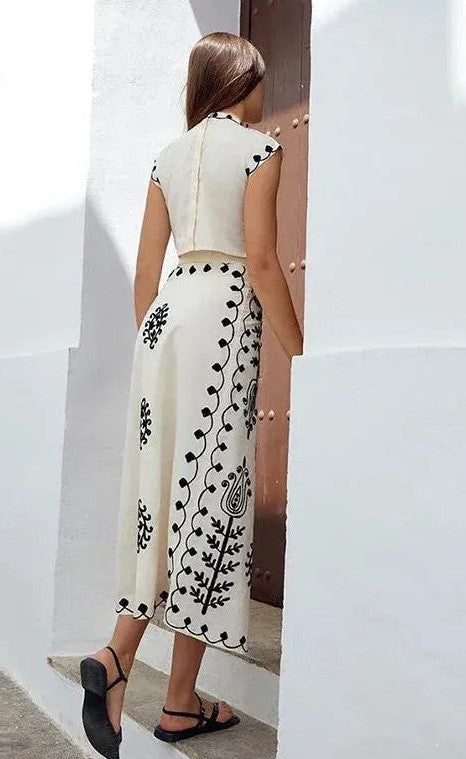 Clarisa - Conjunto Estampado de Top y Falda