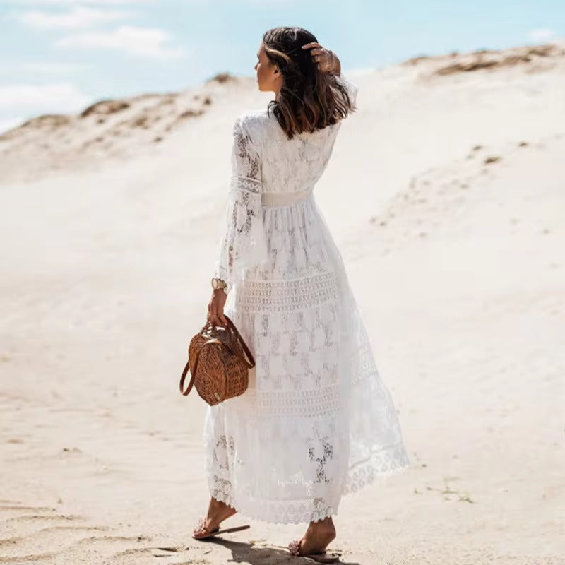 Renée - Vestido Ibicenco con Mangas de Encaje