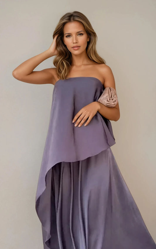 Nuria - Vestido Conjunto 2 Piezas Largo con Capas