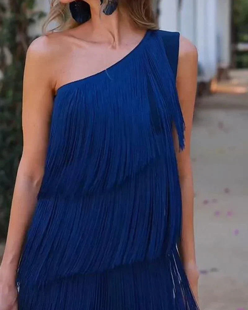 Elena - Vestido elegante con flecos