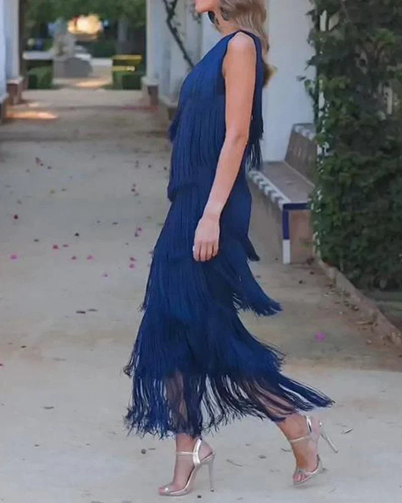 Elena - Vestido elegante con flecos