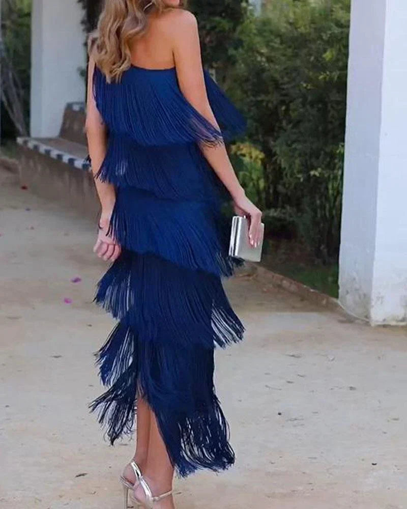 Elena - Vestido elegante con flecos