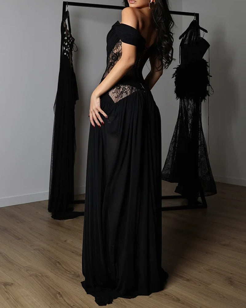 Angelina | Vestido Maxi de Chifón con Corsé de Encaje