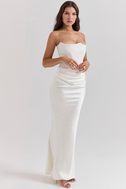 Patricia - Vestido Largo Palabra Honor Satinado