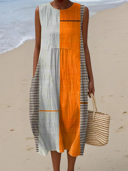 Leah | Vestido Midi con Bloque de Colores