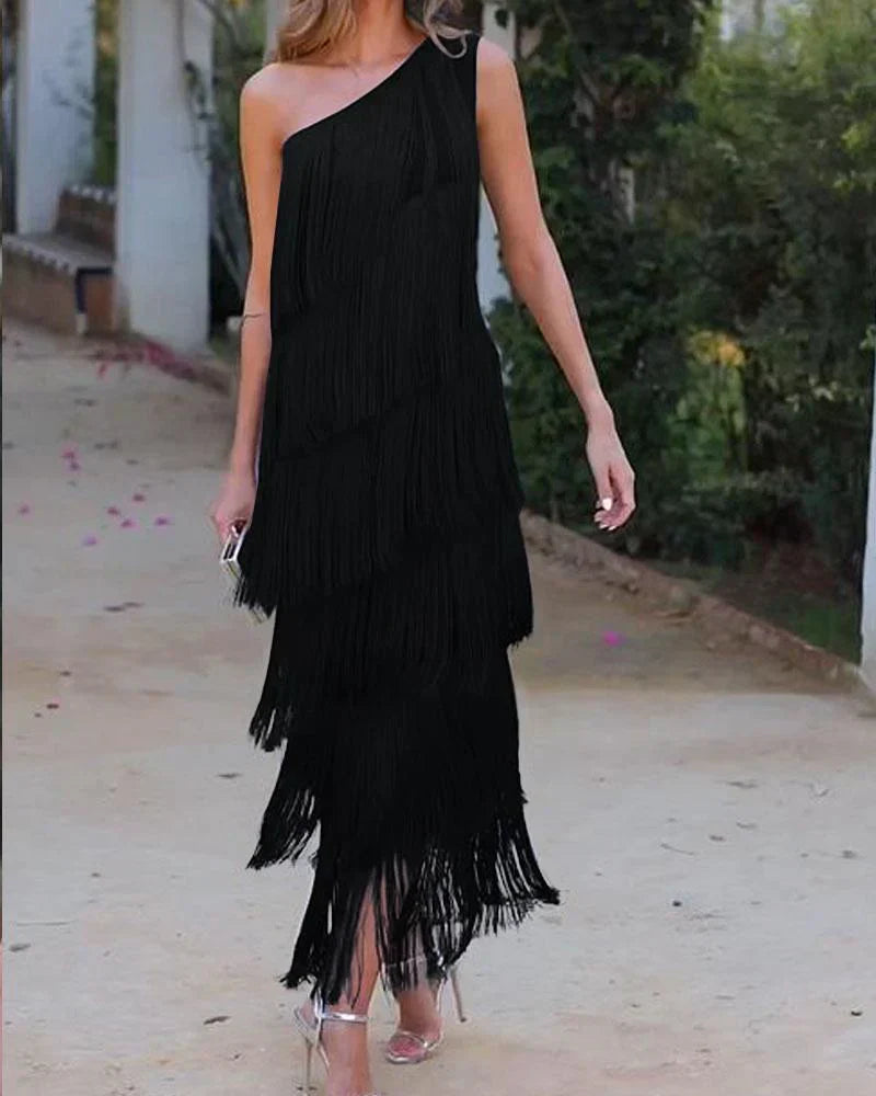 Elena - Vestido elegante con flecos
