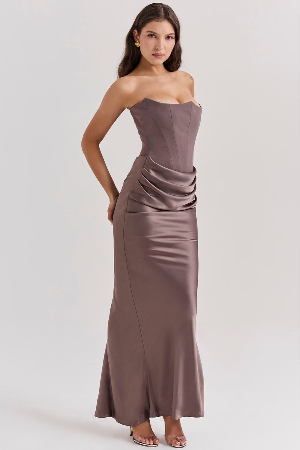 Patricia - Vestido Largo Palabra Honor Satinado