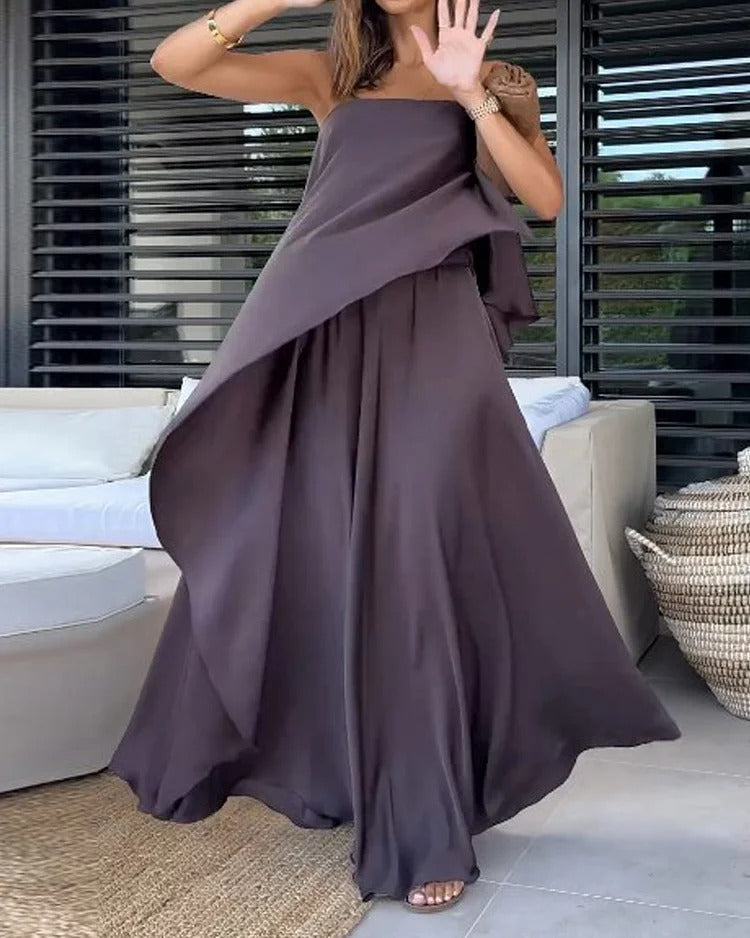 Nuria - Vestido Conjunto 2 Piezas Largo con Capas