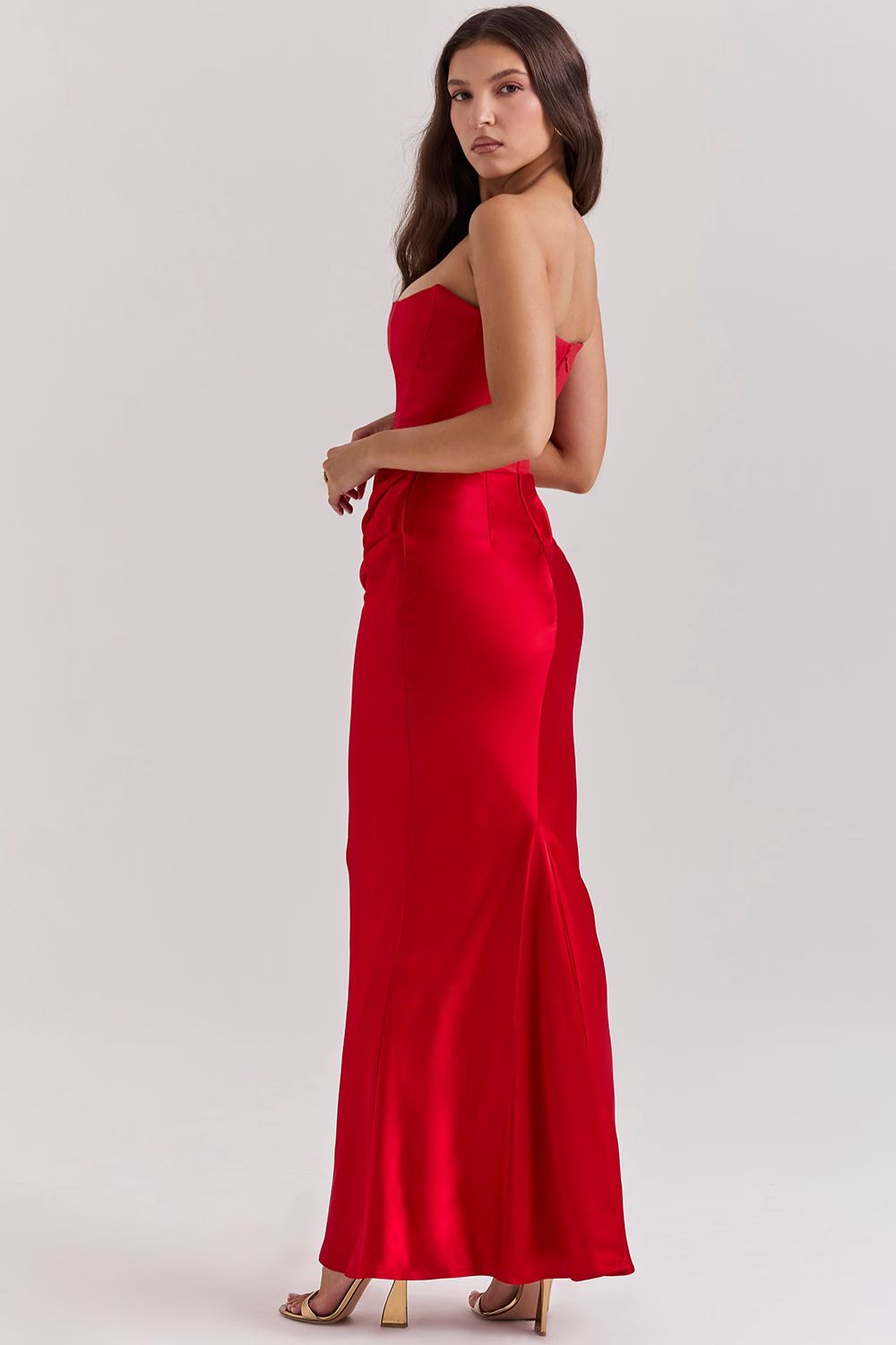 Patricia - Vestido Largo Palabra Honor Satinado