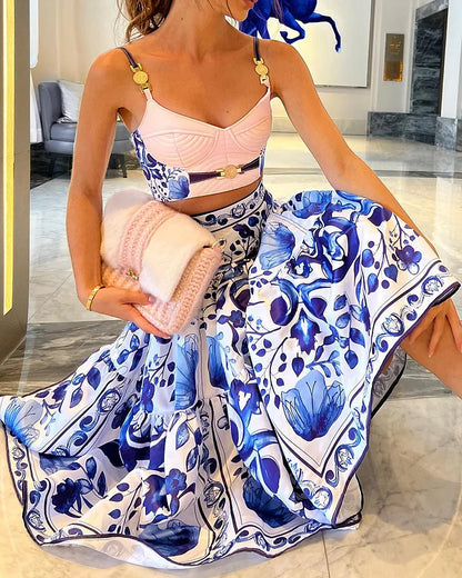 Cloe - Conjunto top y falda estampada