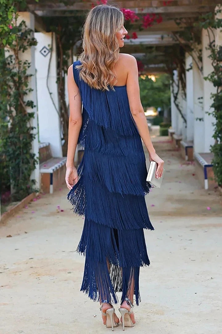 Elena - Vestido elegante con flecos