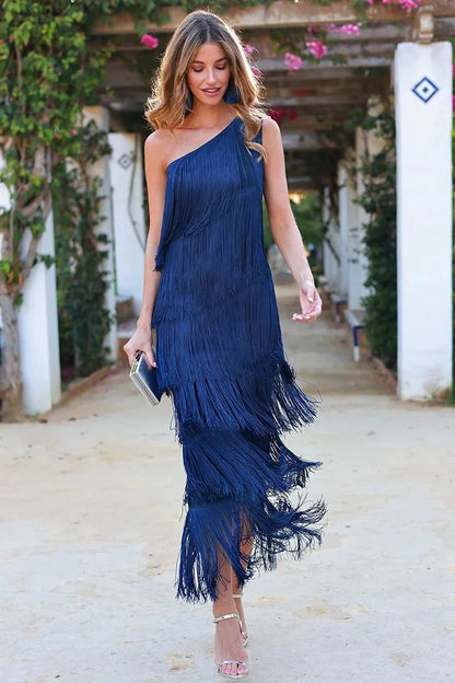 Elena - Vestido elegante con flecos