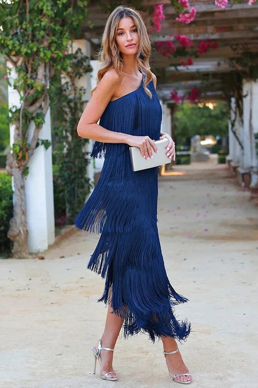 Elena - Vestido elegante con flecos