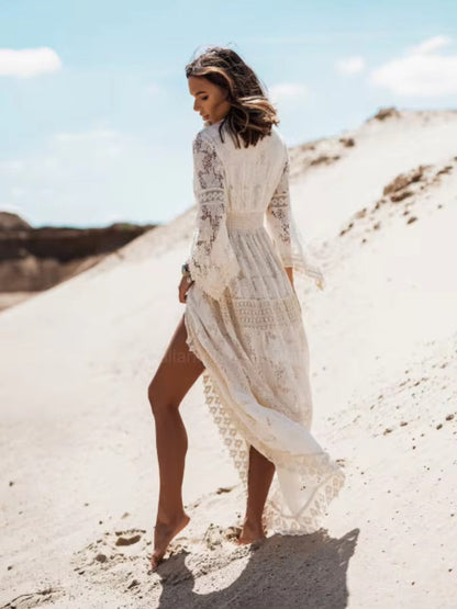 Renée - Vestido Ibicenco con Mangas de Encaje