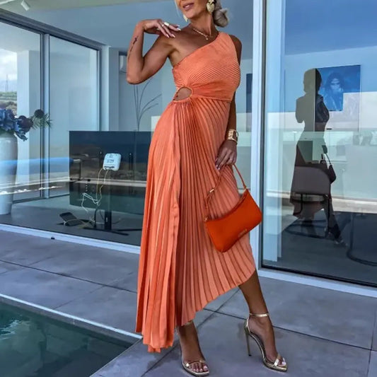 Sandra - Vestido Plisado de un Tirante