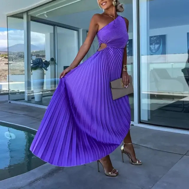 Sandra - Vestido Plisado de un Tirante