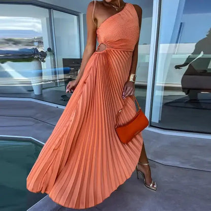 Sandra - Vestido Plisado de un Tirante