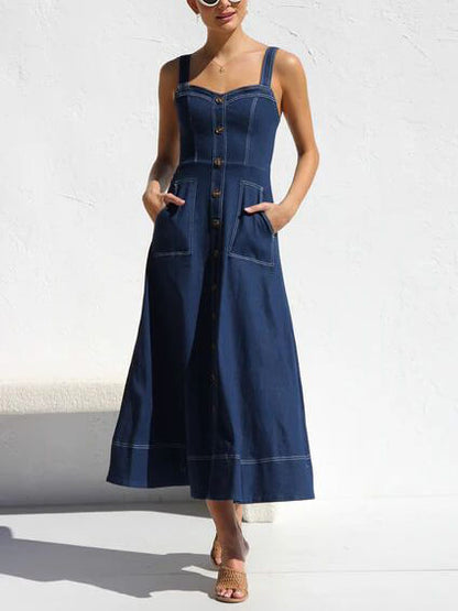 Priscila - Vestido Largo Vaquero