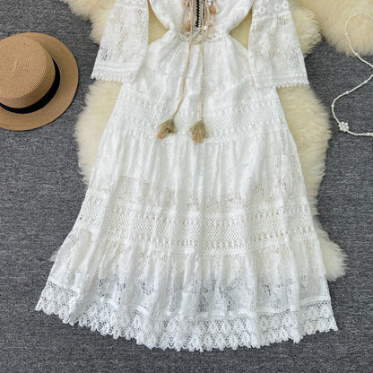Renée - Vestido Ibicenco con Mangas de Encaje