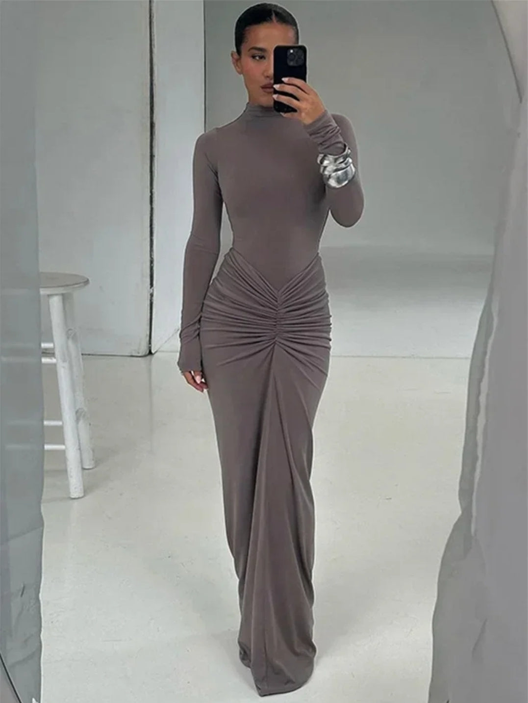 Regina - Vestido Largo Elegante con Fruncido