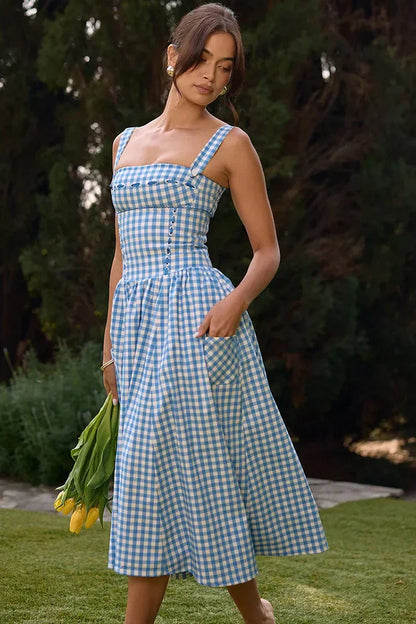 Samara - Vestido Midi de Cuadros