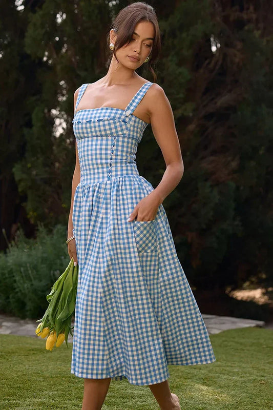 Samara - Vestido Midi de Cuadros