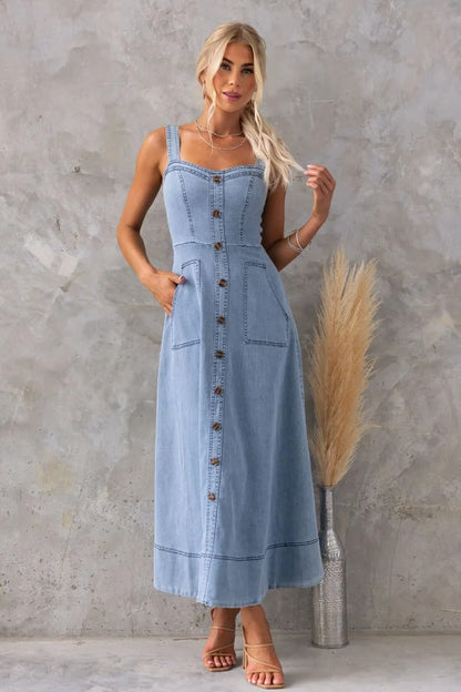 Priscila - Vestido Largo Vaquero