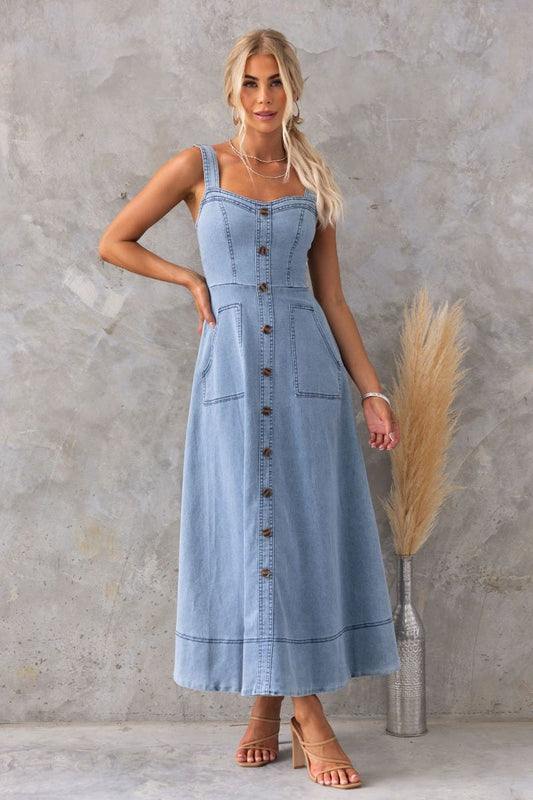 Priscila - Vestido Largo Vaquero