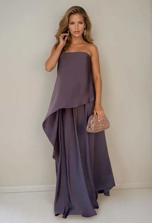Nuria - Vestido Conjunto 2 Piezas Largo con Capas
