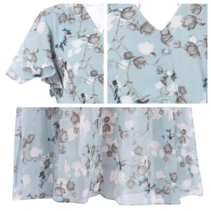 Graciela - Vestido largo de manga corta con estampado floral